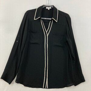 Express size XL the Portofino Shirt Black White Trim Soft Flowy Button Down Work